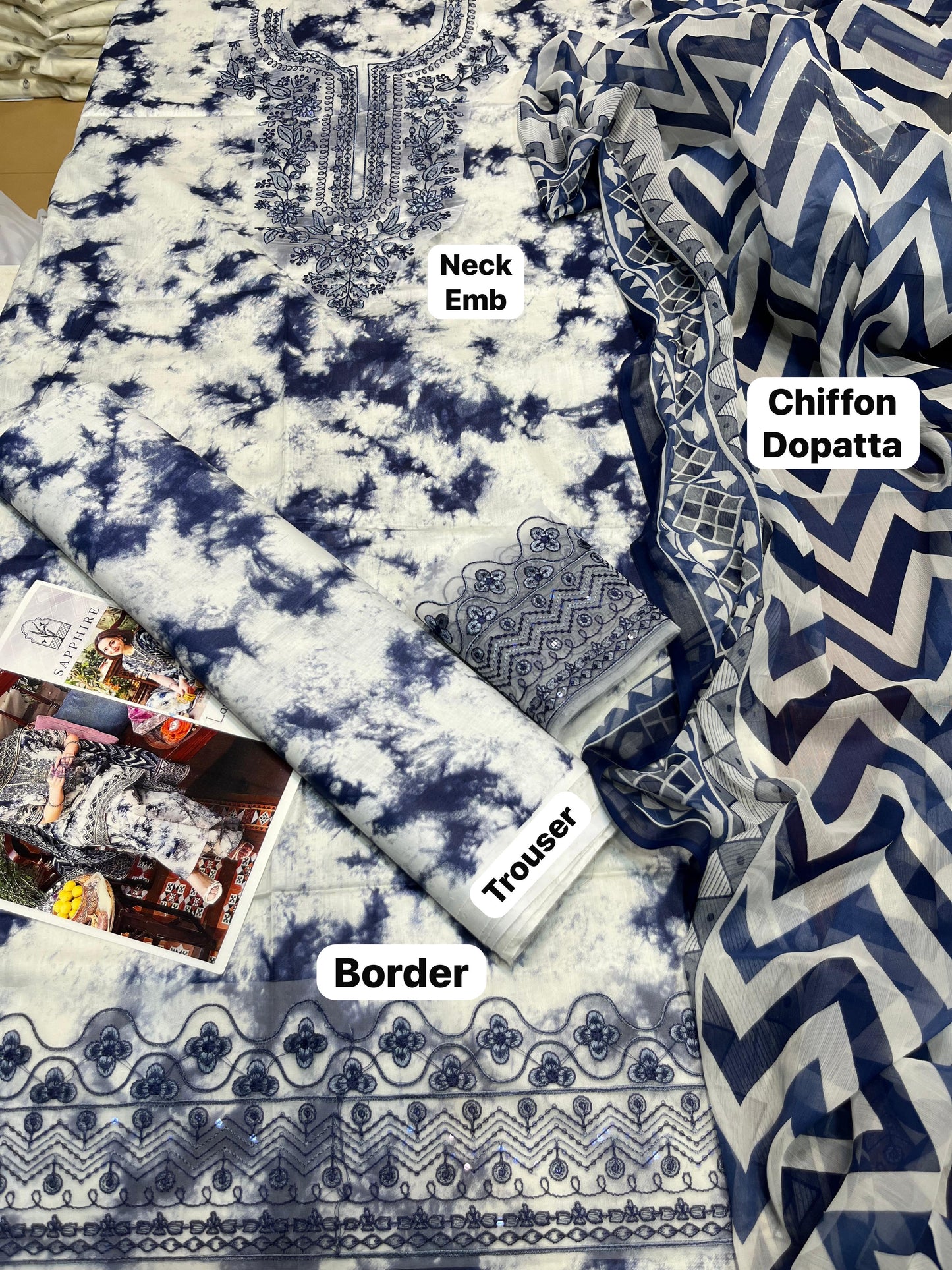 luxury fine quality 3 pcs lawn suit .