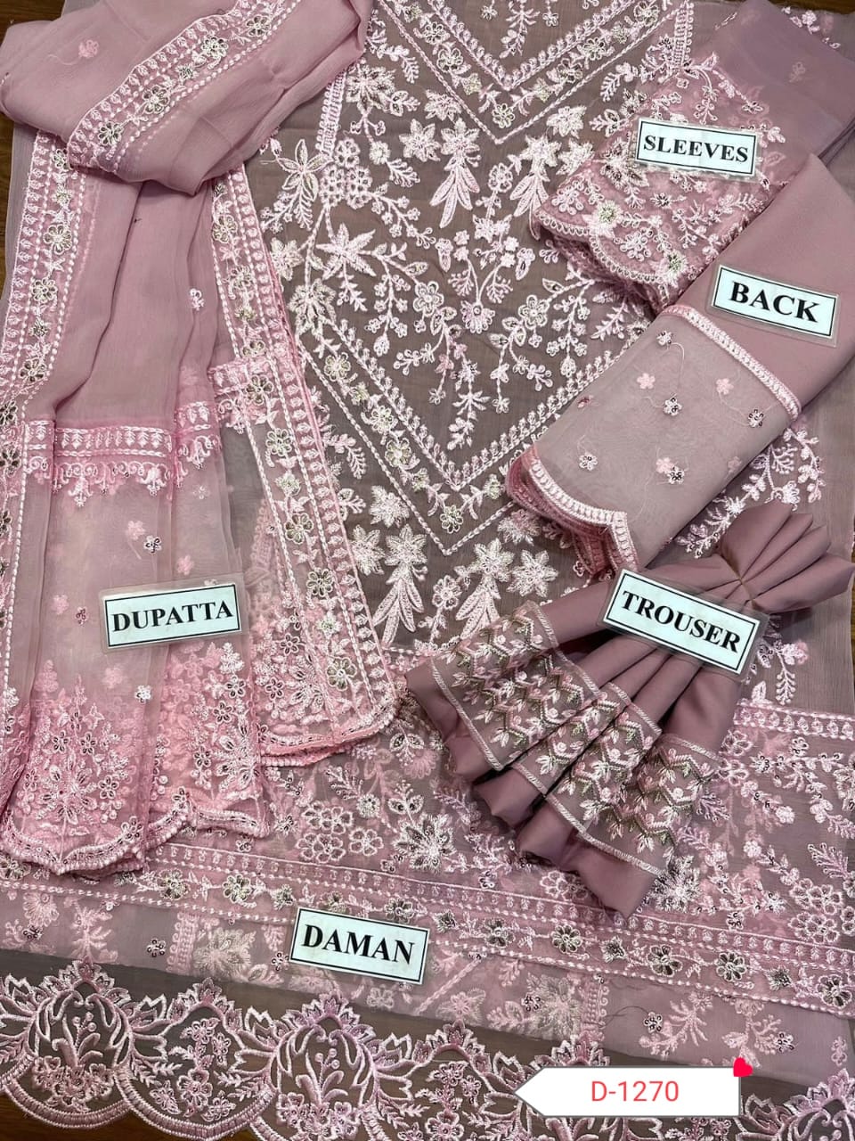 ✨ Elegant Chiffon Embroidered Ensemble with Malai Trouser & Dupatta ✨