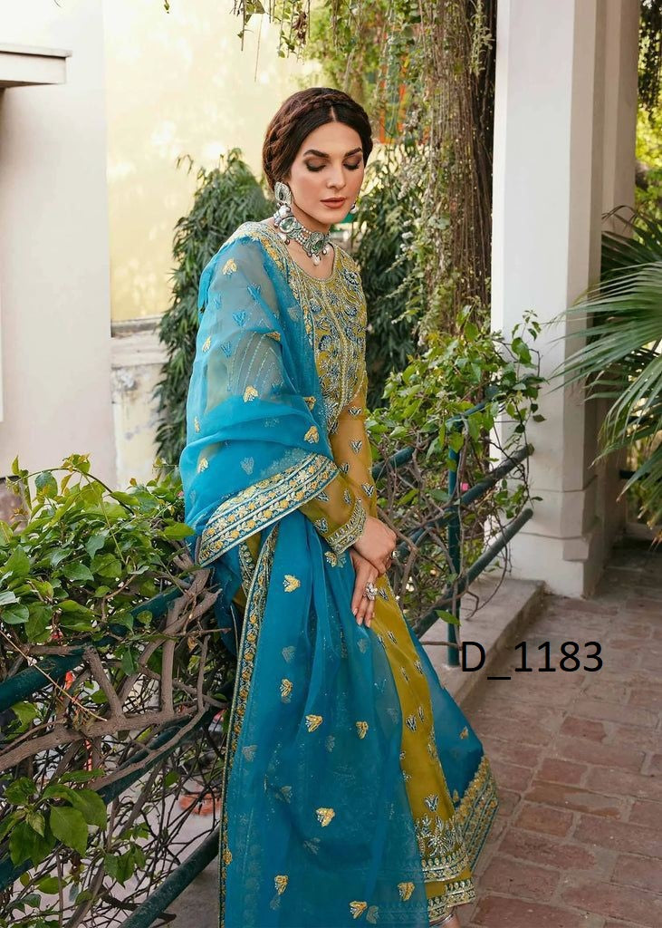 ✨ Premium Organza & Malai Ensemble with Heavy Sequence Embroidery & Adda Work