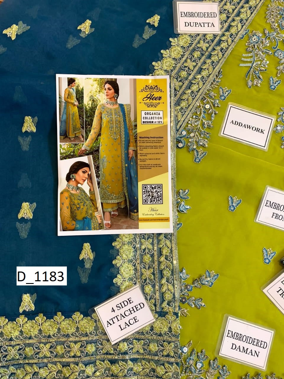 ✨ Premium Organza & Malai Ensemble with Heavy Sequence Embroidery & Adda Work