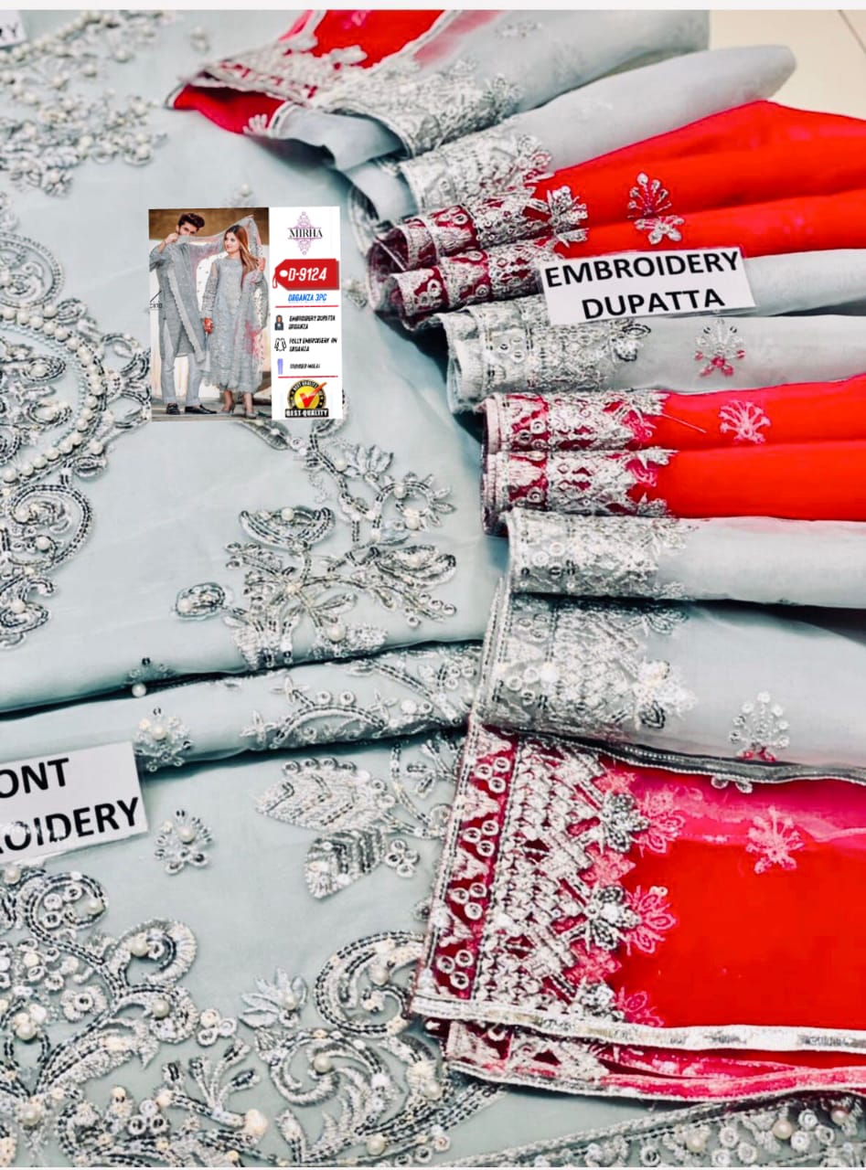 Luxury Organza & Malai Embroidered Dress with Handwork & Sequin Detailing