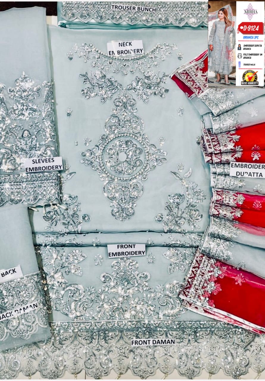 Luxury Organza & Malai Embroidered Dress with Handwork & Sequin Detailing