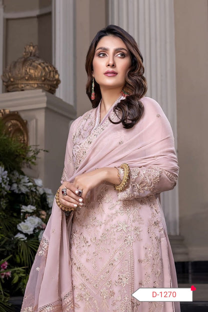 ✨ Elegant Chiffon Embroidered Ensemble with Malai Trouser & Dupatta ✨