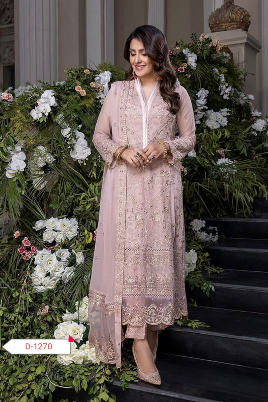 ✨ Elegant Chiffon Embroidered Ensemble with Malai Trouser & Dupatta ✨