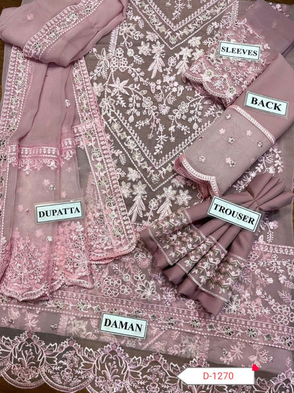 ✨ Elegant Chiffon Embroidered Ensemble with Malai Trouser & Dupatta ✨