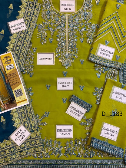 ✨ Premium Organza & Malai Ensemble with Heavy Sequence Embroidery & Adda Work