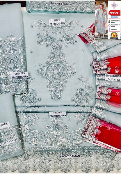 Luxury Organza & Malai Embroidered Dress with Handwork &amp; Sequin Detailing