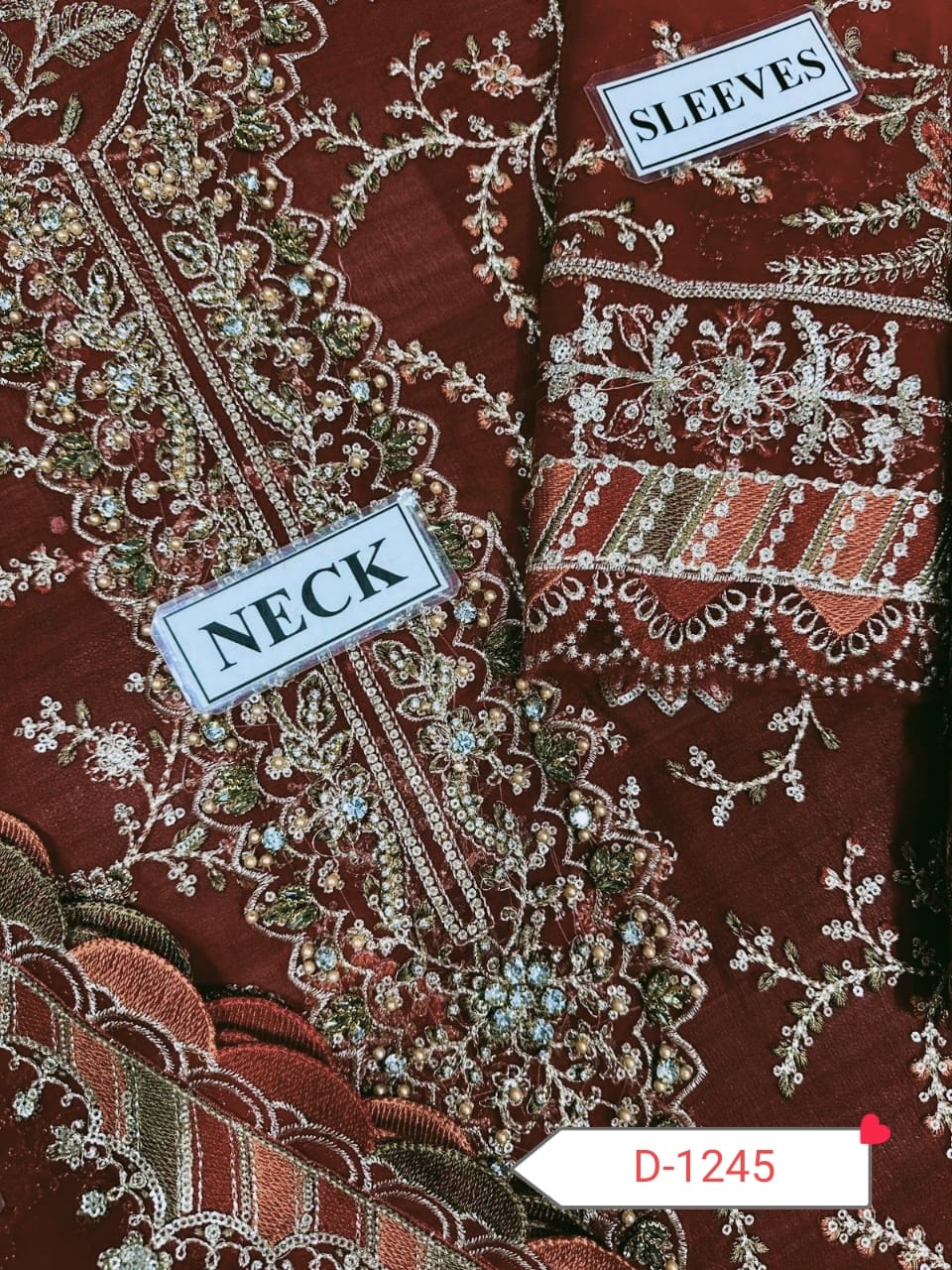 Luxury Chiffon Embroidered Dress with Spengle & Handwork – 3 Piece Suit