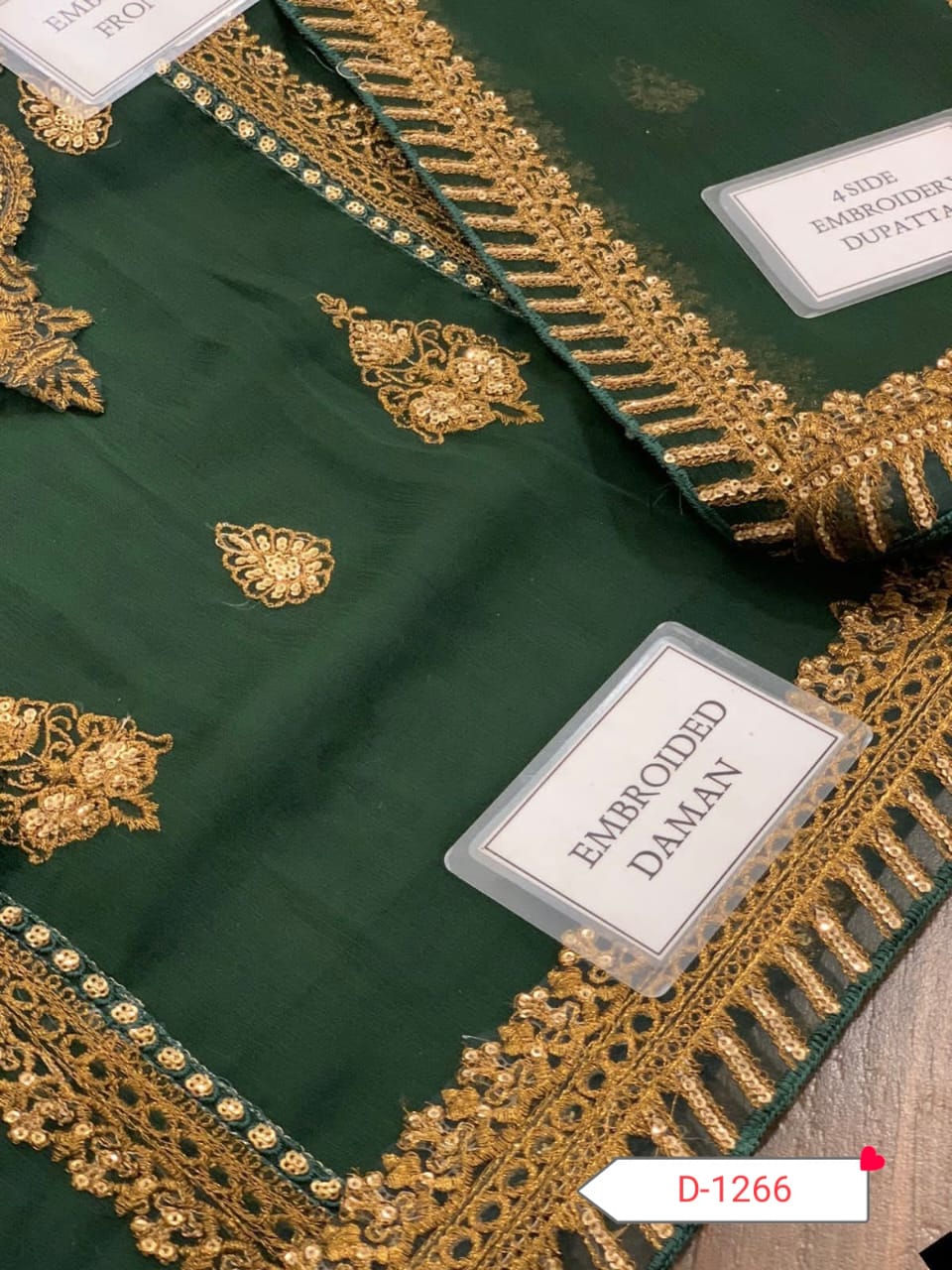 Luxury Heavy Embroidered Chiffon Dress – Full Sequin & Lace Detailing