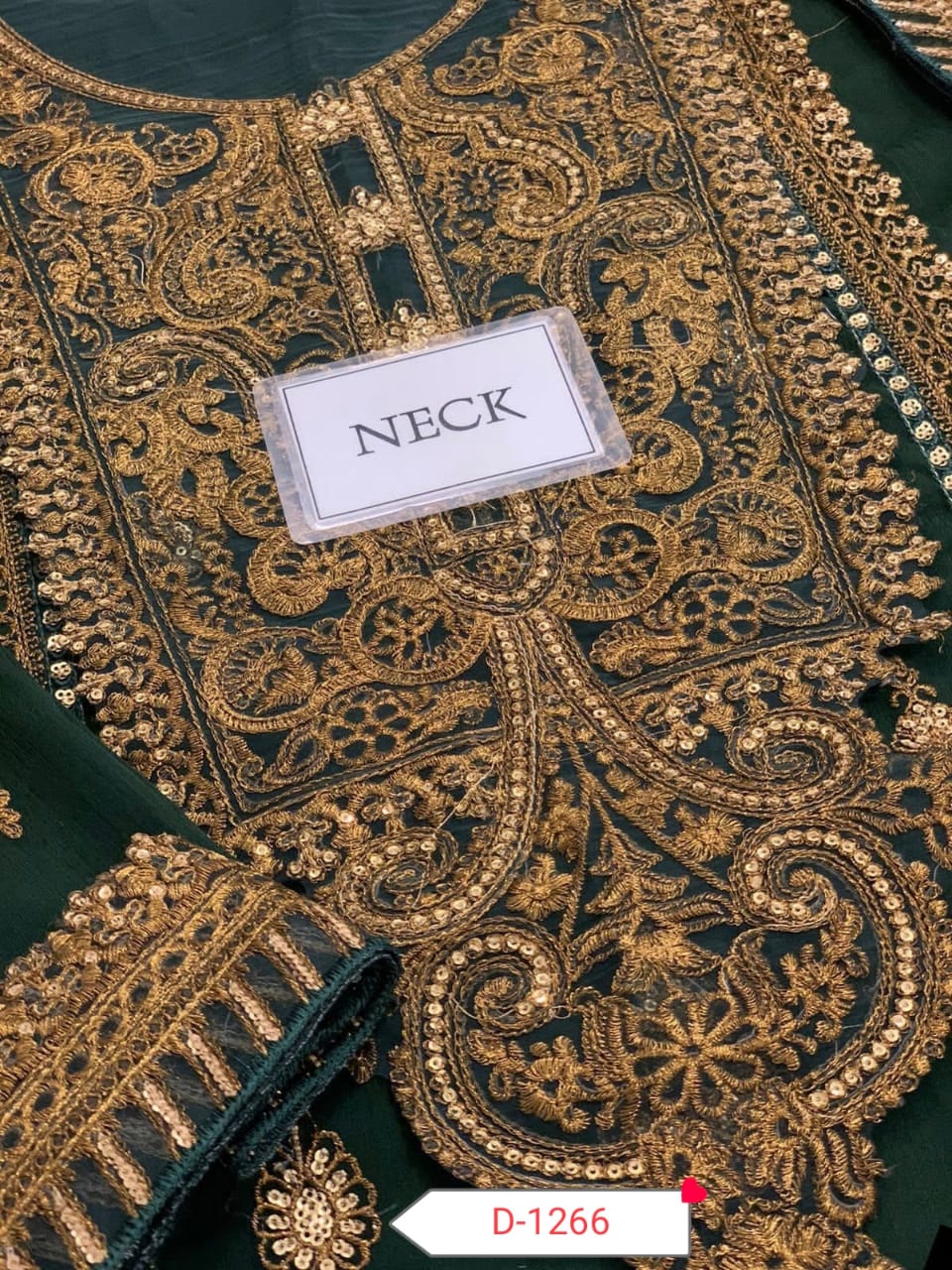 Luxury Heavy Embroidered Chiffon Dress – Full Sequin & Lace Detailing