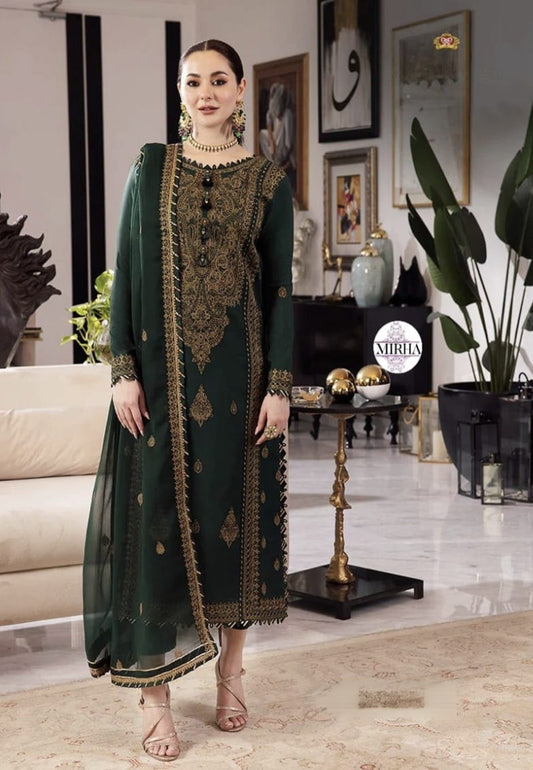 Luxury Heavy Embroidered Chiffon Dress – Full Sequin & Lace Detailing