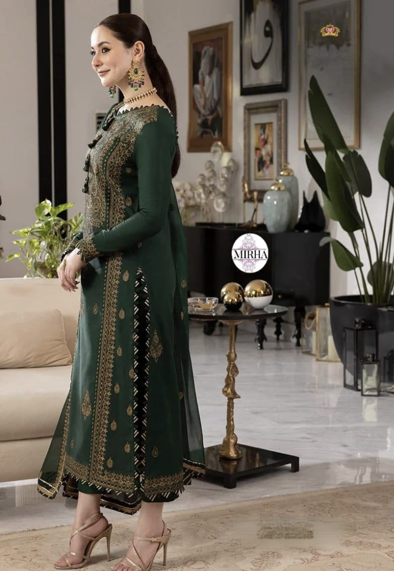 Luxury Heavy Embroidered Chiffon Dress – Full Sequin & Lace Detailing